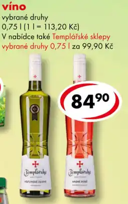 CBA Templářské vínové nabídka