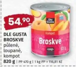 Konzum Dle Gusta broskve půlené, loupané, kompot nabídka