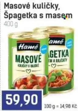 Konzum Hamé masové kuličky špagetka s masem nabídka
