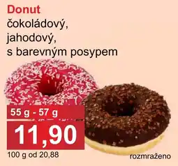 PLUS JIP Donut čokoládový, jahodový, s barevným posypem nabídka