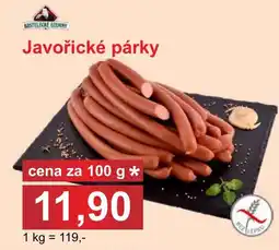 PLUS JIP Mastelecké uzeniny Javořické párky nabídka