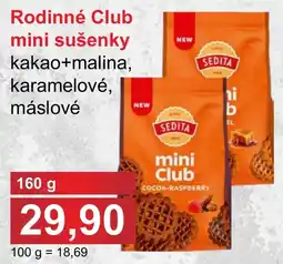 PLUS JIP Sedita rodinné club mini sušenky kakao+malina, karamelové, máslové nabídka