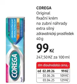 dm drogerie Corega original fixační krém na zubní náhrady extra silný nabídka
