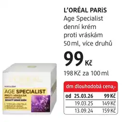 dm drogerie L'oréal paris age specialist denní krém proti vráskám nabídka