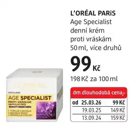 dm drogerie L'oréal paris age specialist denní krém proti vráskám nabídka