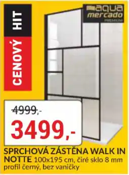 Baumax Aqua Mercado Premium sprchová zástěna walk in notte nabídka