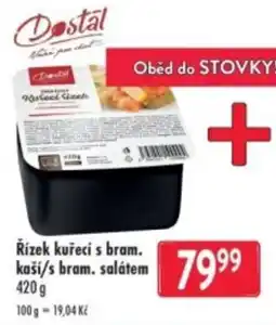Qanto Dostál řízek kuřecí s bramborovým kaší s bramborovým salátem nabídka