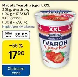 Tesco Madeta Tvaroh a jogurt XXL, 225 g, dva druhy nabídka