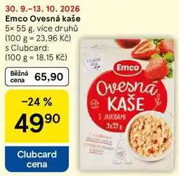 Tesco Emco Ovesná kaše, 5x 55 g, více druhů nabídka