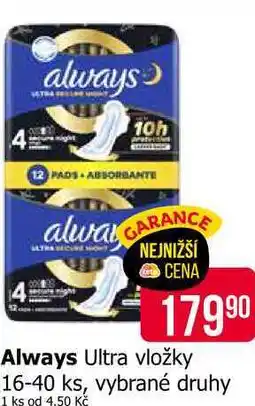 Teta Always Ultra vložky 16-40 ks, vybrané druhy nabídka
