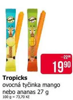 Teta Tropicks ovocná tyčinka mango nebo ananas nabídka