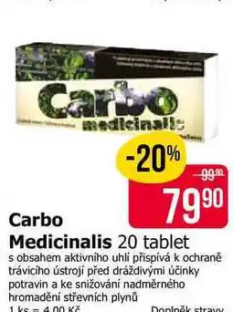 Teta Carbo medicinalis 20 tablet s obsahem aktivního uhlí nabídka