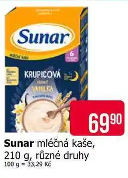 Teta Sunar mléčná kaše, 210 g, různé druhy nabídka