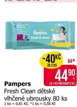 Teta Pampers Fresh Clean dětské vlhčené ubrousky 80 ks nabídka
