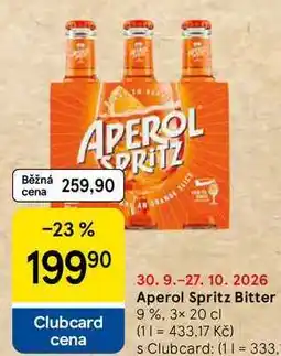 Tesco Aperol Spritz Bitter 9%, 3× nabídka