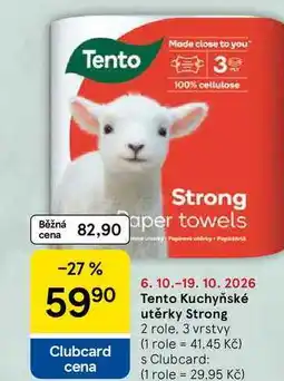Tesco Tento Kuchyňské utěrky Strong, 2 role. 3 vrstvy nabídka