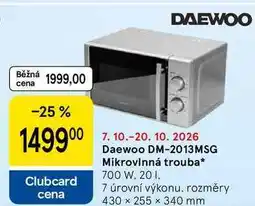 Tesco Daewoo DM-2013MSG Mikrovlnná trouba, 700 W. 20 1. 7 úrovní výkonu. rozměry 430255 x 340 mm nabídka