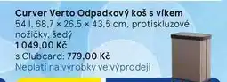 Tesco Curver Verto Odpadkový koš s víkem, 54 1,68,7 x 26,5 x 43.5 cm. protiskluzové nožičky, šedý nabídka