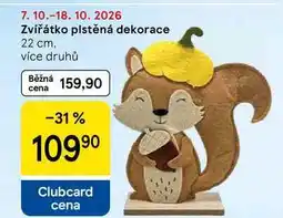 Tesco Zvířátko plstěná dekorace, 22 cm, více druhů nabídka