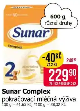 Teta Sunar Complex pokračovací mléčná výživa nabídka