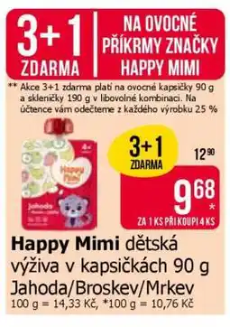 Teta Happy Mimi dětská výživa v kapsičkách 90 g Jahoda/Broskev/Mrkev nabídka