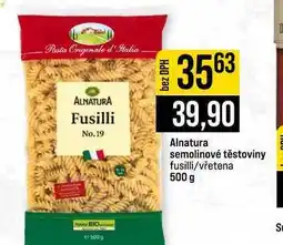 Jip Alnatura semolinové těstoviny fusilli vřetena nabídka