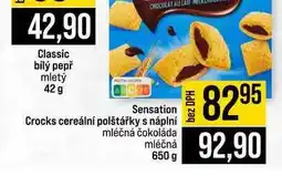 Jip Sensation Crocks cereální polštářky s náplní mléčná čokoláda mléčná nabídka