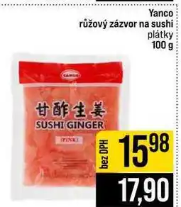 Jip Yanco růžový zázvor na sushi nabídka
