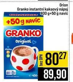 Jip Orion Granko instantní kakaový nápoj 400 g+50 g navíc nabídka