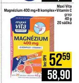 Jip Maxi vita Magnézium 400 mg+B komplex+Vitamin C grep 40 g 20 sáčků nabídka