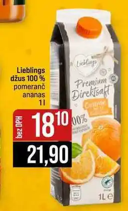Jip Lieblings džus 100% pomeranč ananas nabídka