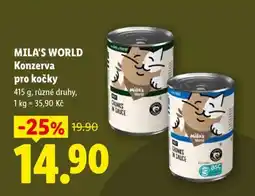 Lidl MILA'S WORLD Konzerva pro kočky nabídka