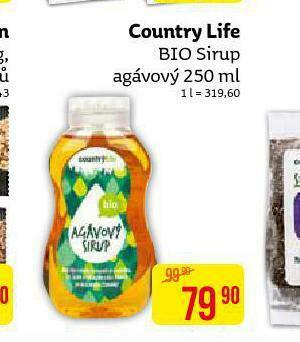 Country life bio sirup agávový