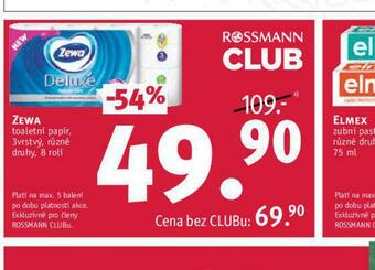Rossmann Zewa deluxe toaletní papír nabídka