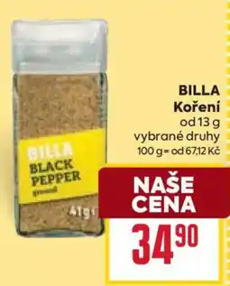 Billa Billa koření nabídka