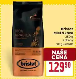 Billa Bristot mletá káva nabídka