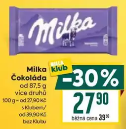 Billa Milka Čokoláda nabídka