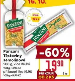 Billa Panzani těstoviny semolinové nabídka
