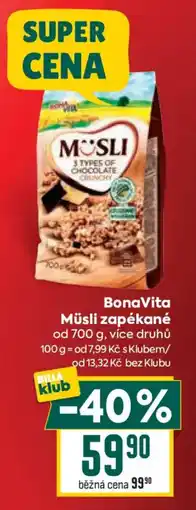 Billa BonaVita Müsli zapékáné nabídka