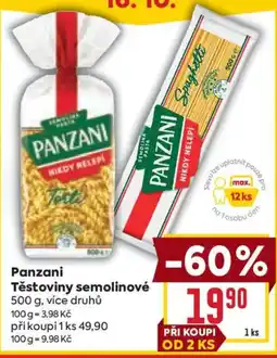 Billa Panzani těstoviny semolinové nabídka