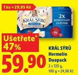 Lidl KRÁL SÝRŮ Hermelín Duopack nabídka