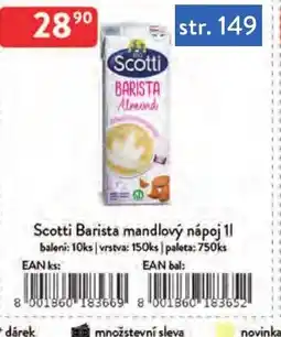 Qanto Scotti barista mandlový nápoj nabídka
