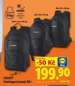 Lidl CRIVIT TREKINGOVÝ BATOH 20 l nabídka