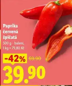 Lidl PAPRIKA ČERVENÁ ŠPIČATÁ nabídka