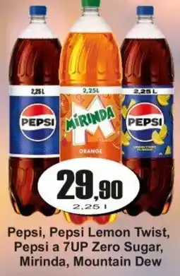 Adam Pepsi, Pepsi Lemon Twist, Pepsi a 7UP Zero Sugar, Mirinda, Mountain Dew nabídka