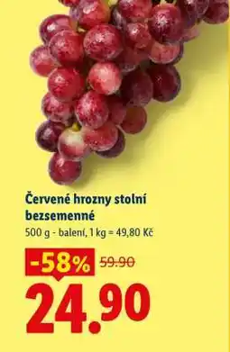 Lidl ČERVENÉ HROZNY STOLNÍ BEZSEMENNÉ nabídka