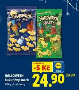 Lidl HALLOWEEN Kukuřičný snack nabídka