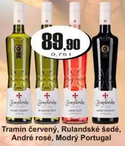 Adam Templářské Tramín červený, Rulandské šedé, André rosé, Modrý Portugal nabídka