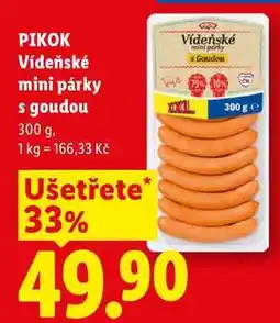 Lidl PIKOK Vídeňské mini párky s goudou nabídka