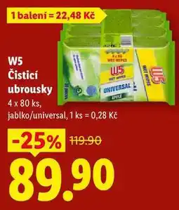 Lidl W5 Čisticí ubrousky, 4x 80 ks nabídka